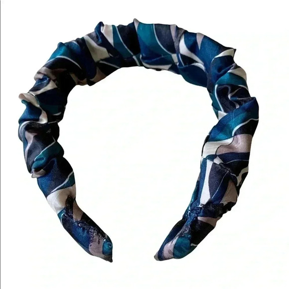 Artisan Handcrafted Geometric Multi-Color Scrunchy Headband Crown Hair Accessory - Picture 5 of 9